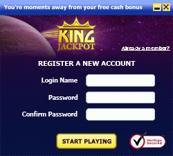 king jackpot registration screenshot