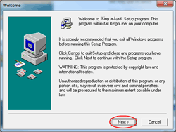 king jackpot installer next button