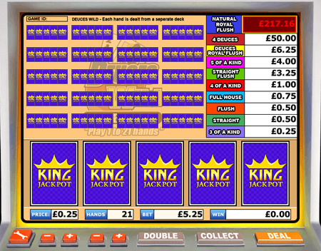 king jackpot deuces wild video poker online casino game