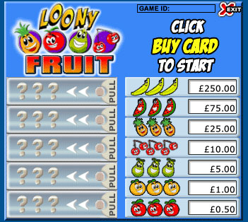 king jackpot loony fruits pull tabs online instant win game