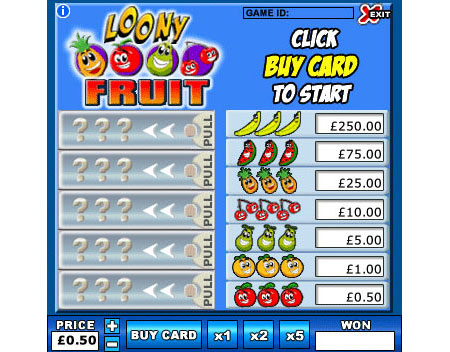 king jackpot loony fruit online instant win game