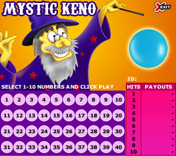 king jackpot mystic keno online instant win game