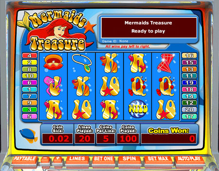 king jackpot mermaids treasure 5 reel online slots game